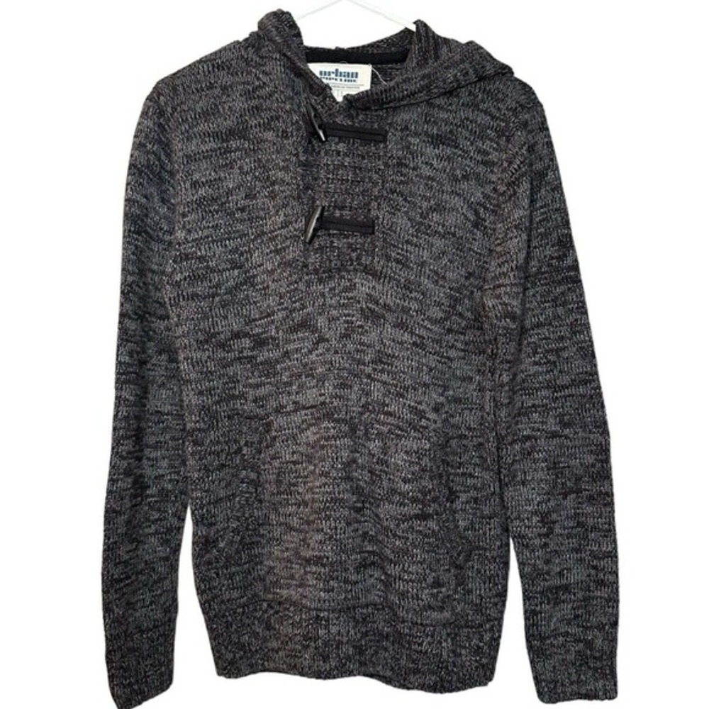Urban Pipeline Gray Knit Toggle Hoodie Mens Size S Pullover Preppy Dark Academia - Picture 10 of 12